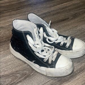 Black High-Top Platform Converse Well Worn for Waitressing